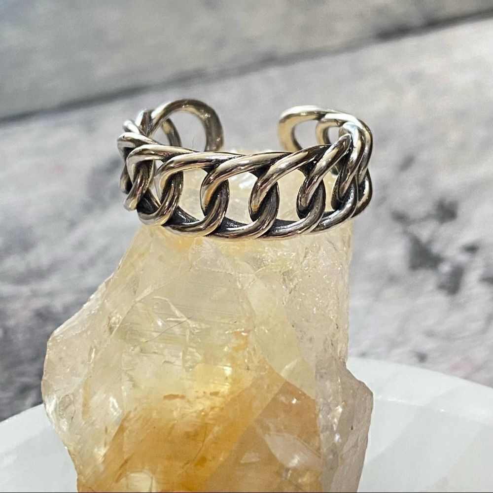Sterling Silver Adjustable Chain Link Ring - Picture 3 of 6